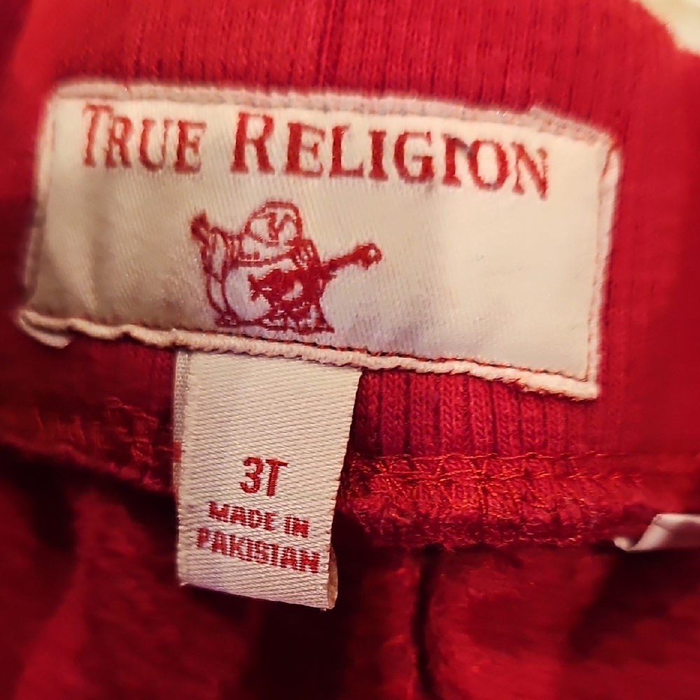 True Religion Kids Red Joggers with Gold Logo - Picture 4 of 5